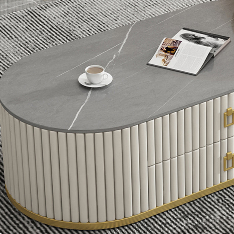 Round Coffee Table Slate Frame Nesting Coffee Table Set with 2 Drawers Clearhalo 'Coffee & Accent Tables' 'Coffee Tables' 'coffee_tables' 'furn' 'furn_coffee_tables' 'Furniture' 'Living Room Furniture' 6704822