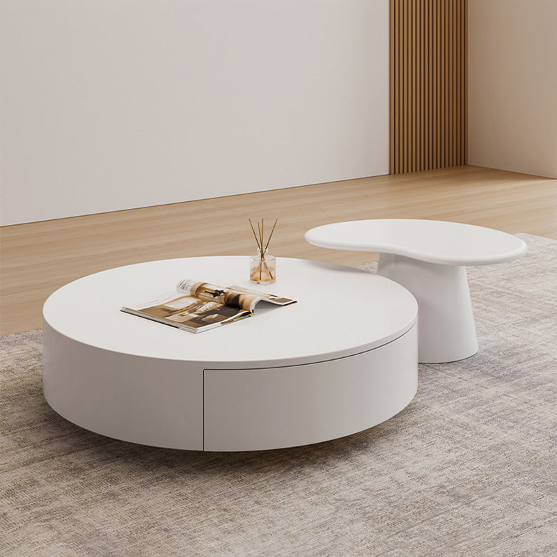 Contemporary Coffee Table White Solid Wood Coffee Cocktail Table Clearhalo 'Coffee & Accent Tables' 'Coffee Tables' 'coffee_tables' 'furn' 'furn_coffee_tables' 'Furniture' 'Living Room Furniture' 6704831