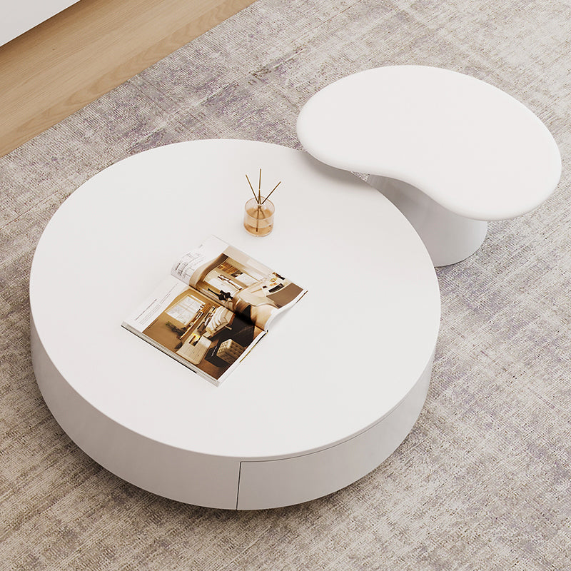 Contemporary Coffee Table White Solid Wood Coffee Cocktail Table Clearhalo 'Coffee & Accent Tables' 'Coffee Tables' 'coffee_tables' 'furn' 'furn_coffee_tables' 'Furniture' 'Living Room Furniture' 6704833
