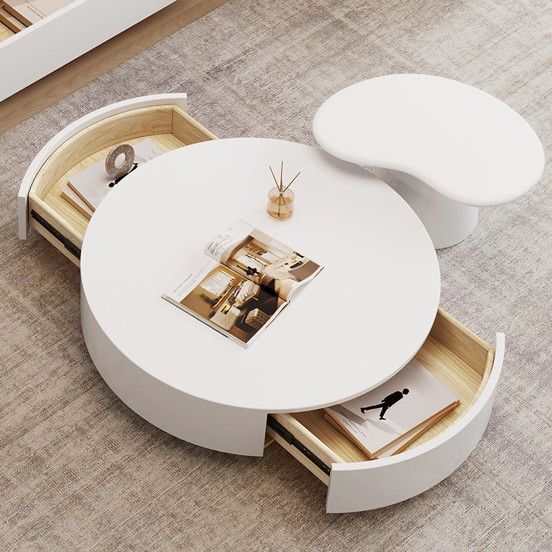 Contemporary Coffee Table White Solid Wood Coffee Cocktail Table Clearhalo 'Coffee & Accent Tables' 'Coffee Tables' 'coffee_tables' 'furn' 'furn_coffee_tables' 'Furniture' 'Living Room Furniture' 6704834