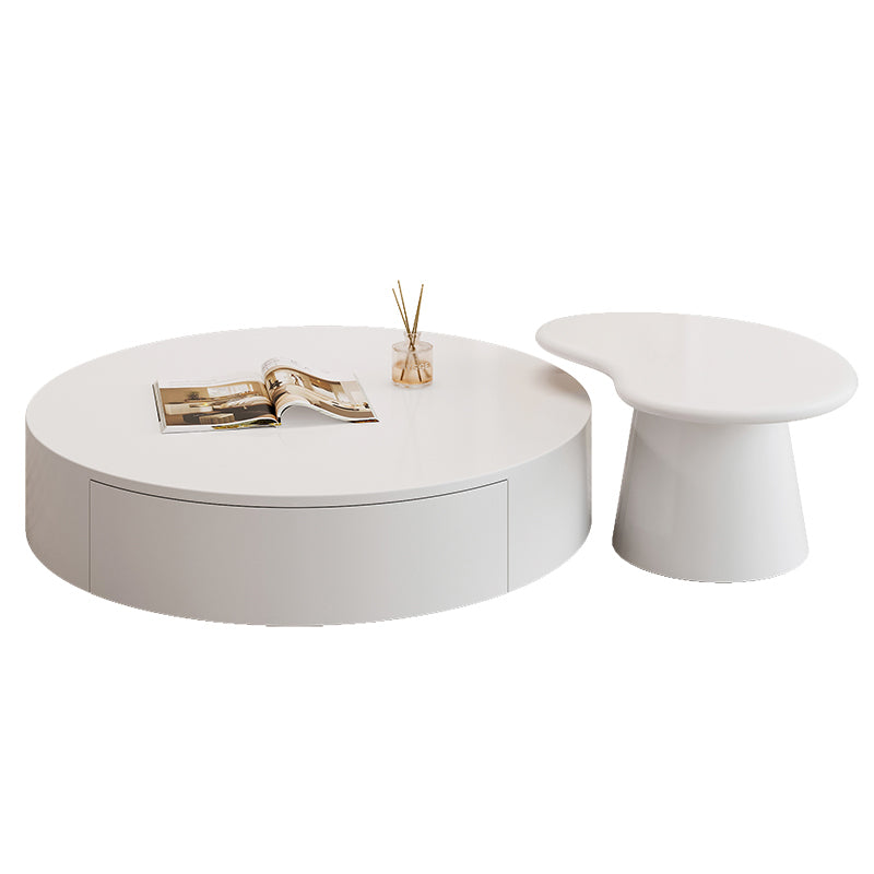 Contemporary Coffee Table White Solid Wood Coffee Cocktail Table Clearhalo 'Coffee & Accent Tables' 'Coffee Tables' 'coffee_tables' 'furn' 'furn_coffee_tables' 'Furniture' 'Living Room Furniture' 6704835