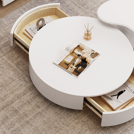 Contemporary Coffee Table White Solid Wood Coffee Cocktail Table