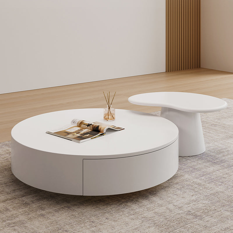 Contemporary Coffee Table White Solid Wood Coffee Cocktail Table Clearhalo 'Coffee & Accent Tables' 'Coffee Tables' 'coffee_tables' 'furn' 'furn_coffee_tables' 'Furniture' 'Living Room Furniture' 6704838