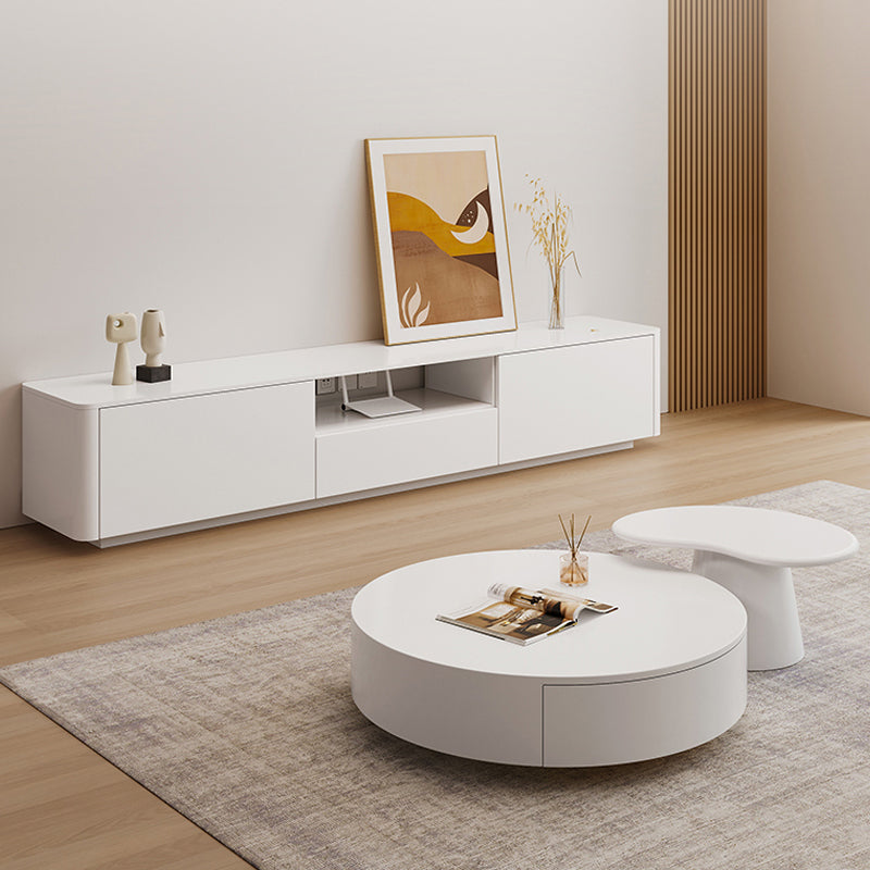 Contemporary Coffee Table White Solid Wood Coffee Cocktail Table Clearhalo 'Coffee & Accent Tables' 'Coffee Tables' 'coffee_tables' 'furn' 'furn_coffee_tables' 'Furniture' 'Living Room Furniture' 6704839