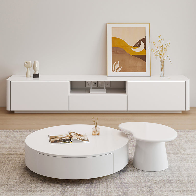 Contemporary Coffee Table White Solid Wood Coffee Cocktail Table Clearhalo 'Coffee & Accent Tables' 'Coffee Tables' 'coffee_tables' 'furn' 'furn_coffee_tables' 'Furniture' 'Living Room Furniture' 6704840