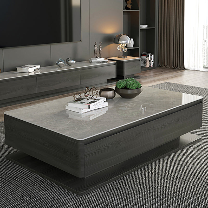 16"H Moderner Couchtisch aus Schiefer, rechteckiger Einzel-Cocktailtisch