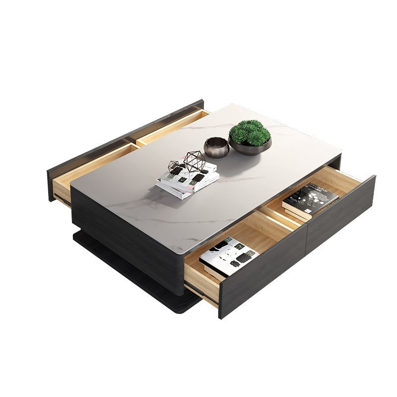 16"H Moderner Couchtisch aus Schiefer, rechteckiger Einzel-Cocktailtisch