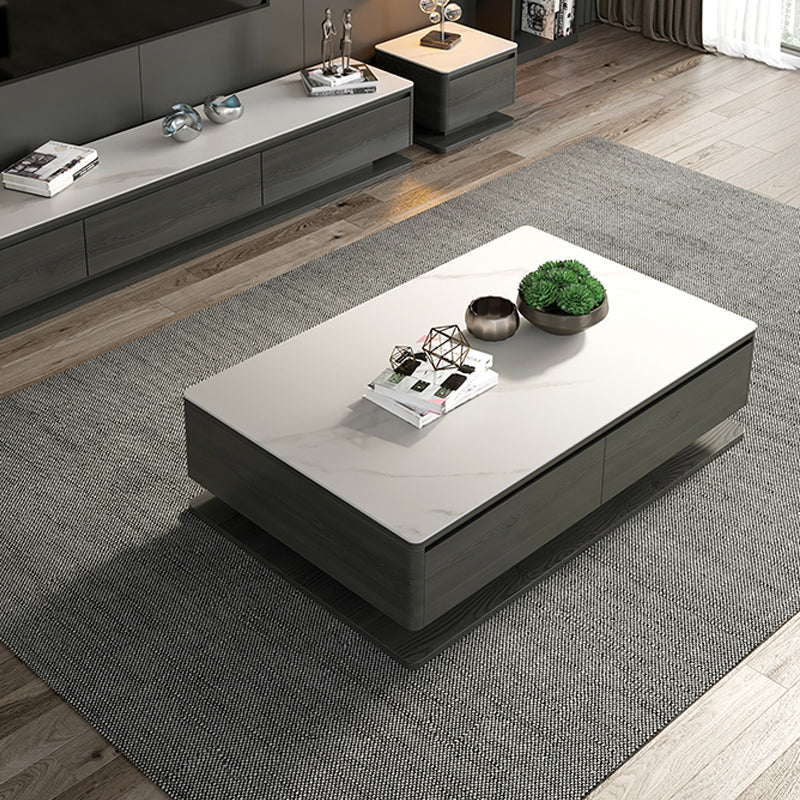 16"H Moderner Couchtisch aus Schiefer, rechteckiger Einzel-Cocktailtisch