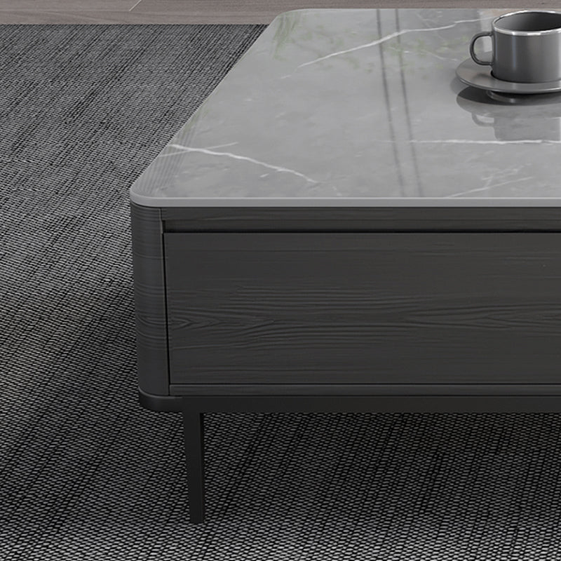 16"H Contemporary Coffee Table Slate 4 Legs Single Coffee Cocktail Table