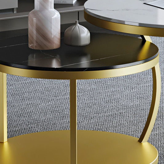 Mesa de café contemporánea Slate Redonda de 2 piezas Cóctel de cóctel