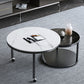 Contemporary Coffee Table Set Slate Round 2-Piece Coffee Cocktail Table