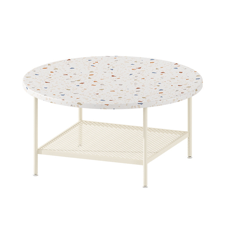 Mesa de centro contemporánea de 17" de alto, mesa de cóctel de café blanca con almacenamiento