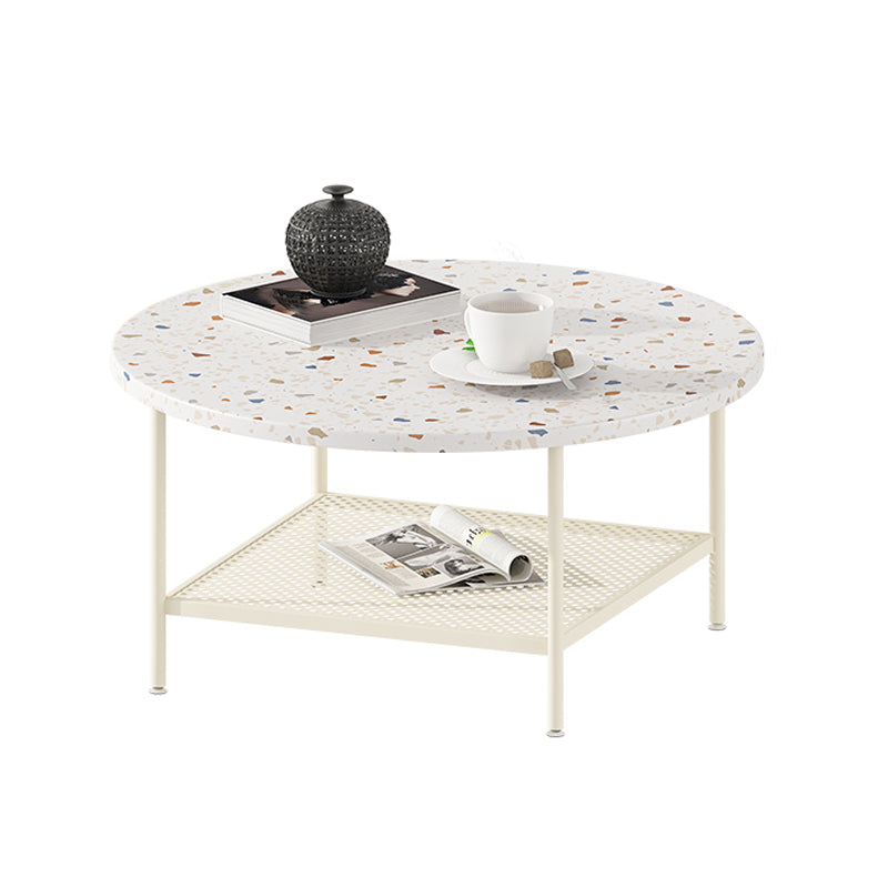 Mesa de centro contemporánea de 17" de alto, mesa de cóctel de café blanca con almacenamiento