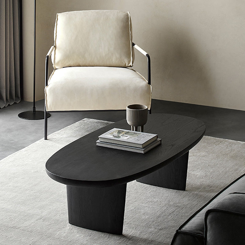 No Distressing Oval Single Coffee Table Sled Solid Wood Coffee Table Clearhalo 'Coffee & Accent Tables' 'Coffee Tables' 'coffee_tables' 'furn' 'furn_coffee_tables' 'Furniture' 'Living Room Furniture' 6704910