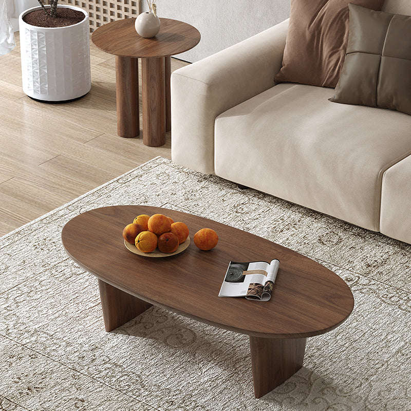 No Distressing Oval Single Coffee Table Sled Solid Wood Coffee Table Clearhalo 'Coffee & Accent Tables' 'Coffee Tables' 'coffee_tables' 'furn' 'furn_coffee_tables' 'Furniture' 'Living Room Furniture' 6704911