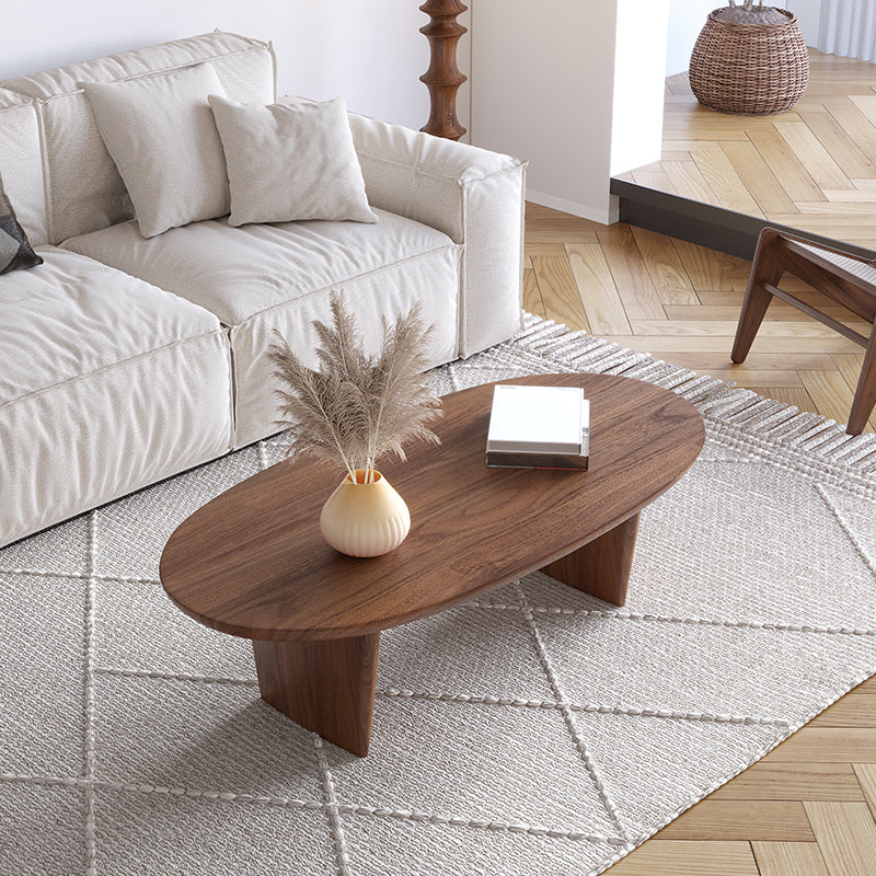 No Distressing Oval Single Coffee Table Sled Solid Wood Coffee Table Clearhalo 'Coffee & Accent Tables' 'Coffee Tables' 'coffee_tables' 'furn' 'furn_coffee_tables' 'Furniture' 'Living Room Furniture' 6704912