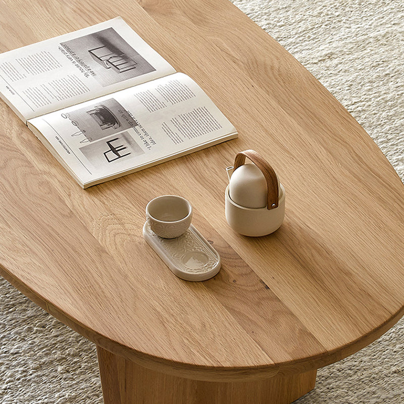 No Distressing Oval Single Coffee Table Sled Solid Wood Coffee Table Clearhalo 'Coffee & Accent Tables' 'Coffee Tables' 'coffee_tables' 'furn' 'furn_coffee_tables' 'Furniture' 'Living Room Furniture' 6704914