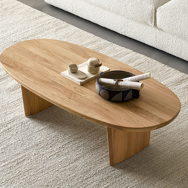 No Distressing Oval Single Coffee Table Sled Solid Wood Coffee Table Clearhalo 'Coffee & Accent Tables' 'Coffee Tables' 'coffee_tables' 'furn' 'furn_coffee_tables' 'Furniture' 'Living Room Furniture' 6704915
