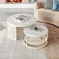 Contemporary Coffee Table White Round Slate Coffee Cocktail Table Clearhalo 'Coffee & Accent Tables' 'Coffee Tables' 'coffee_tables' 'furn' 'furn_coffee_tables' 'Furniture' 'Living Room Furniture' 6704924