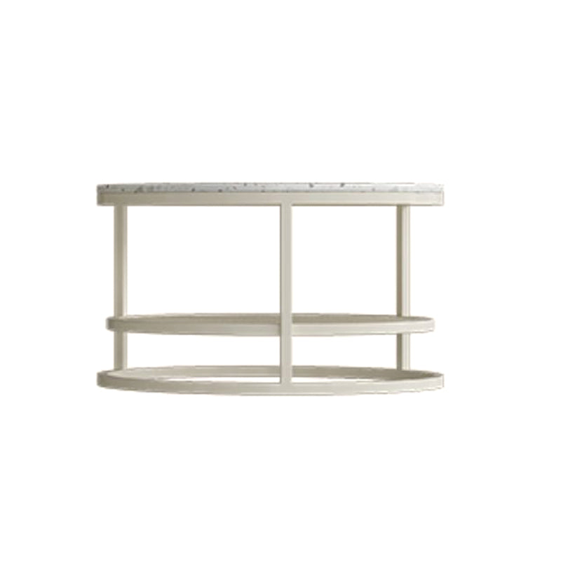 Contemporary Coffee Table White Round Slate Coffee Cocktail Table 24"L x 24"W x 14"H Terrazzo Clearhalo 'Coffee & Accent Tables' 'Coffee Tables' 'coffee_tables' 'furn' 'furn_coffee_tables' 'Furniture' 'Living Room Furniture' 6704928