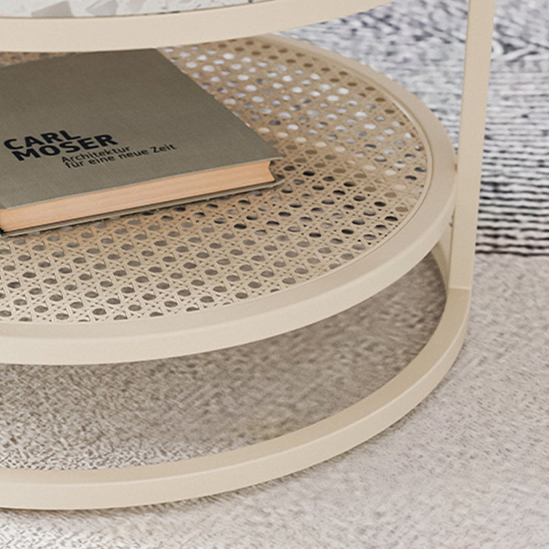 Contemporary Coffee Table White Round Slate Coffee Cocktail Table Clearhalo 'Coffee & Accent Tables' 'Coffee Tables' 'coffee_tables' 'furn' 'furn_coffee_tables' 'Furniture' 'Living Room Furniture' 6704935