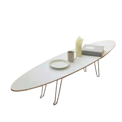 No Distressing Wood Coffee Table Modern Oval Single Coffee Table with 4 Legs