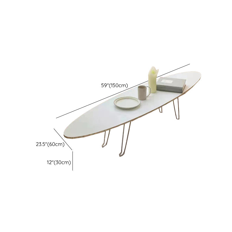 No Distressing Wood Coffee Table Modern Oval Single Coffee Table with 4 Legs