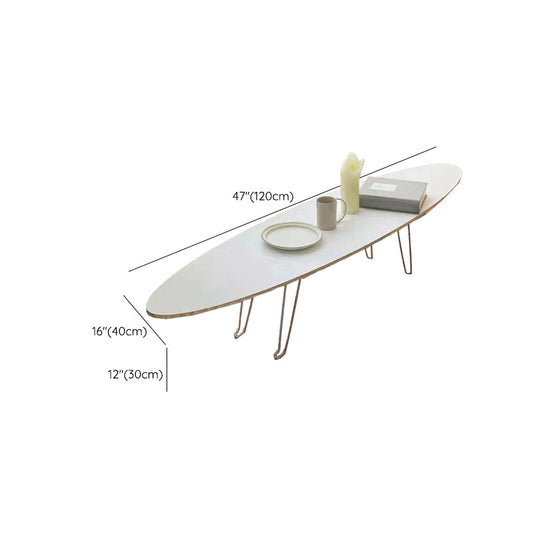 No Distressing Wood Coffee Table Modern Oval Single Coffee Table with 4 Legs