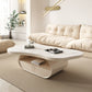 Pedestal Modern Slate Cocktail Table Free-Form Single Coffee Table with Shelf Clearhalo 'Coffee & Accent Tables' 'Coffee Tables' 'coffee_tables' 'furn' 'furn_coffee_tables' 'Furniture' 'Living Room Furniture' 6704993