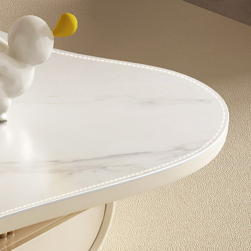 Pedestal Modern Slate Cocktail Table Free-Form Single Coffee Table with Shelf Clearhalo 'Coffee & Accent Tables' 'Coffee Tables' 'coffee_tables' 'furn' 'furn_coffee_tables' 'Furniture' 'Living Room Furniture' 6704999