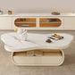 Pedestal Modern Slate Cocktail Table Free-Form Single Coffee Table with Shelf Clearhalo 'Coffee & Accent Tables' 'Coffee Tables' 'coffee_tables' 'furn' 'furn_coffee_tables' 'Furniture' 'Living Room Furniture' 6705000