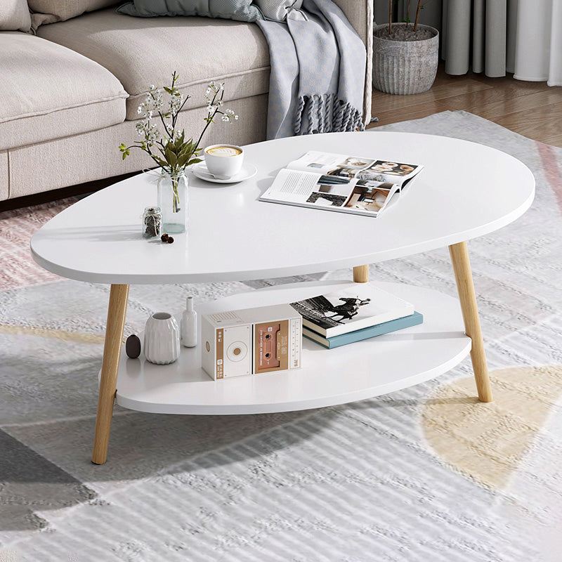 Wood Coffee Table No Distressing Single Coffee Table with Shelf 31.5"L x 16"W x 16.5"H White Free Form Clearhalo 'Coffee & Accent Tables' 'Coffee Tables' 'coffee_tables' 'furn' 'furn_coffee_tables' 'Furniture' 'Living Room Furniture' 6705059