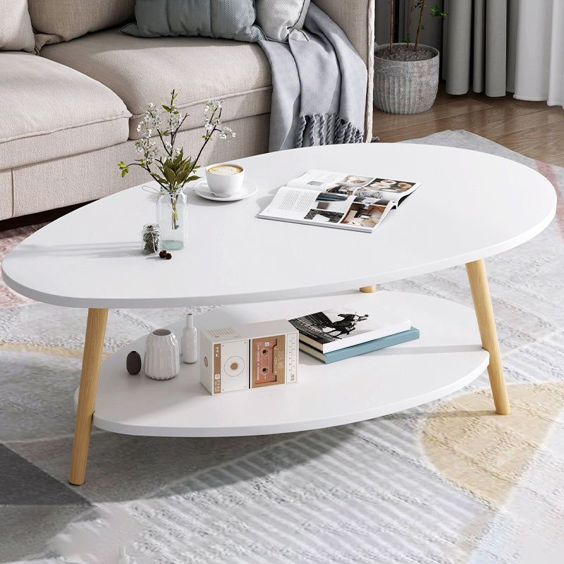 Wood Coffee Table No Distressing Single Coffee Table with Shelf 39"L x 20"W x 17"H White Free Form Clearhalo 'Coffee & Accent Tables' 'Coffee Tables' 'coffee_tables' 'furn' 'furn_coffee_tables' 'Furniture' 'Living Room Furniture' 6705062