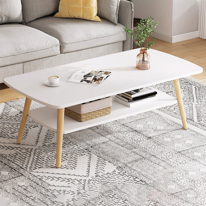 Wood Coffee Table No Distressing Single Coffee Table with Shelf 47"L x 24"W x 16.5"H White Rectangular Clearhalo 'Coffee & Accent Tables' 'Coffee Tables' 'coffee_tables' 'furn' 'furn_coffee_tables' 'Furniture' 'Living Room Furniture' 6705064