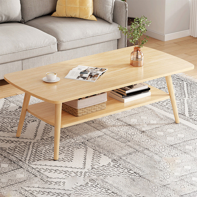 Wood Coffee Table No Distressing Single Coffee Table with Shelf 47"L x 24"W x 16.5"H Natural Rectangular Clearhalo 'Coffee & Accent Tables' 'Coffee Tables' 'coffee_tables' 'furn' 'furn_coffee_tables' 'Furniture' 'Living Room Furniture' 6705067