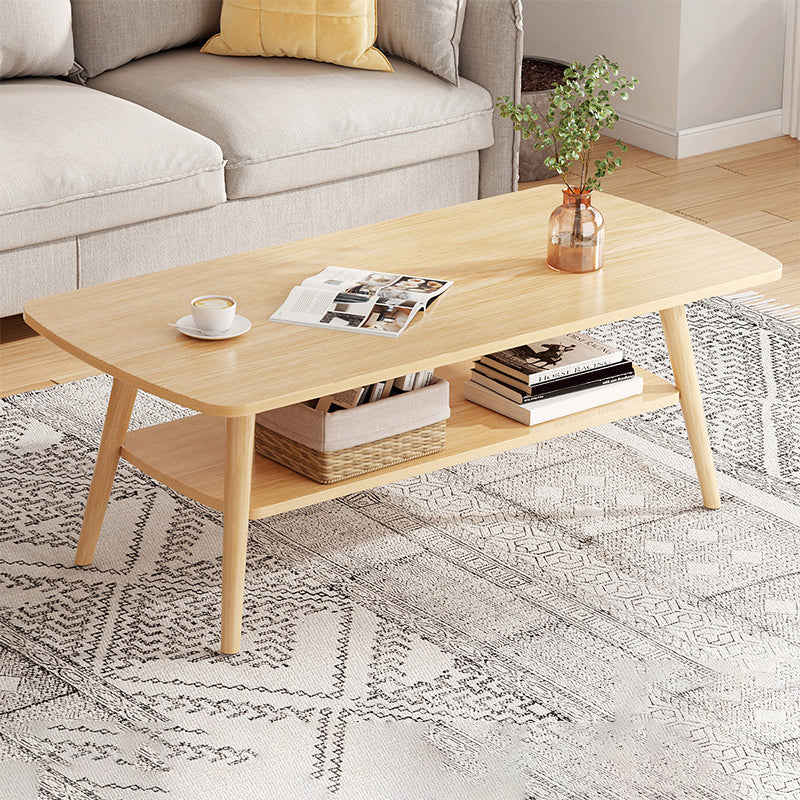 Wood Coffee Table No Distressing Single Coffee Table with Shelf 39.5"L x 19"W x 16.5"H Natural Rectangular Clearhalo 'Coffee & Accent Tables' 'Coffee Tables' 'coffee_tables' 'furn' 'furn_coffee_tables' 'Furniture' 'Living Room Furniture' 6705068