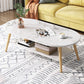 Wood Coffee Table No Distressing Single Coffee Table with Shelf 39.5"L x 19"W x 16.5"H Marble Waist Round Clearhalo 'Coffee & Accent Tables' 'Coffee Tables' 'coffee_tables' 'furn' 'furn_coffee_tables' 'Furniture' 'Living Room Furniture' 6705073