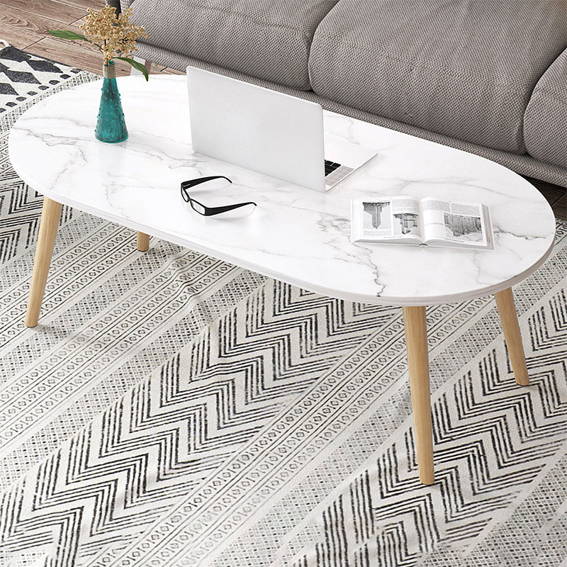 Wood Coffee Table No Distressing Single Coffee Table with Shelf 39"L x 19"W x 17"H Marble Waist Round Clearhalo 'Coffee & Accent Tables' 'Coffee Tables' 'coffee_tables' 'furn' 'furn_coffee_tables' 'Furniture' 'Living Room Furniture' 6705074