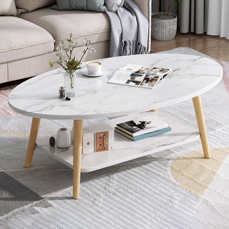 Wood Coffee Table No Distressing Single Coffee Table with Shelf 39"L x 20"W x 17"H Marble Round Oval Clearhalo 'Coffee & Accent Tables' 'Coffee Tables' 'coffee_tables' 'furn' 'furn_coffee_tables' 'Furniture' 'Living Room Furniture' 6705081