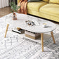 Wood Coffee Table No Distressing Single Coffee Table with Shelf 31.5"L x 16"W x 16.5"H Marble Waist Round Clearhalo 'Coffee & Accent Tables' 'Coffee Tables' 'coffee_tables' 'furn' 'furn_coffee_tables' 'Furniture' 'Living Room Furniture' 6705084