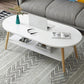 Wood Coffee Table No Distressing Single Coffee Table with Shelf 47"L x 24"W x 16.5"H White Waist Round Clearhalo 'Coffee & Accent Tables' 'Coffee Tables' 'coffee_tables' 'furn' 'furn_coffee_tables' 'Furniture' 'Living Room Furniture' 6705086