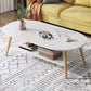 Wood Coffee Table No Distressing Single Coffee Table with Shelf 39.5"L x 19"W x 16.5"H White Waist Round Clearhalo 'Coffee & Accent Tables' 'Coffee Tables' 'coffee_tables' 'furn' 'furn_coffee_tables' 'Furniture' 'Living Room Furniture' 6705089