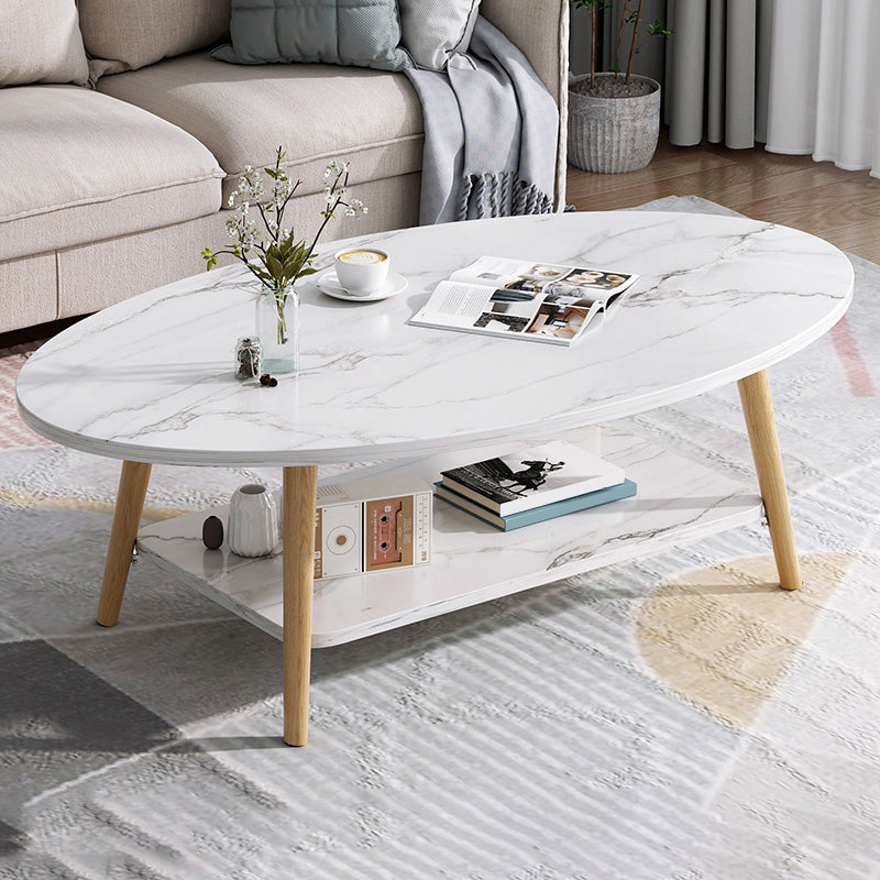 Wood Coffee Table No Distressing Single Coffee Table with Shelf 47"L x 24"W x 16.5"H Marble Round Oval Clearhalo 'Coffee & Accent Tables' 'Coffee Tables' 'coffee_tables' 'furn' 'furn_coffee_tables' 'Furniture' 'Living Room Furniture' 6705092