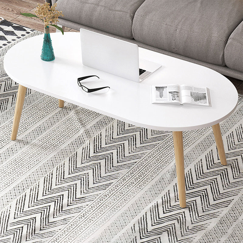 Wood Coffee Table No Distressing Single Coffee Table with Shelf 39"L x 19"W x 17"H White Waist Round Clearhalo 'Coffee & Accent Tables' 'Coffee Tables' 'coffee_tables' 'furn' 'furn_coffee_tables' 'Furniture' 'Living Room Furniture' 6705093