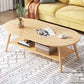 Wood Coffee Table No Distressing Single Coffee Table with Shelf 39.5"L x 19"W x 16.5"H Natural Waist Round Clearhalo 'Coffee & Accent Tables' 'Coffee Tables' 'coffee_tables' 'furn' 'furn_coffee_tables' 'Furniture' 'Living Room Furniture' 6705094