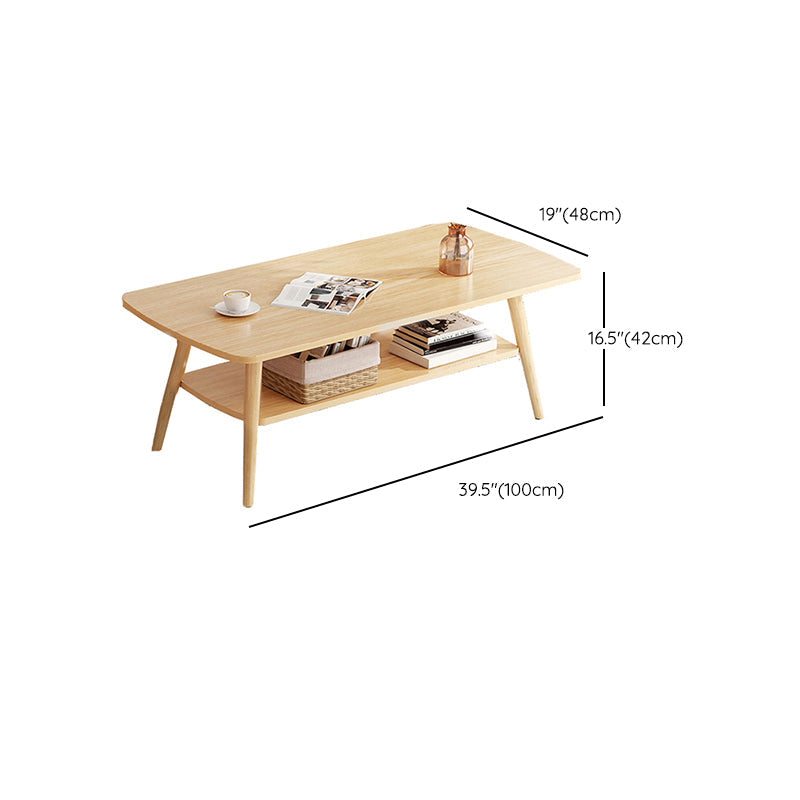 Wood Coffee Table No Distressing Single Coffee Table with Shelf Clearhalo 'Coffee & Accent Tables' 'Coffee Tables' 'coffee_tables' 'furn' 'furn_coffee_tables' 'Furniture' 'Living Room Furniture' 6705107