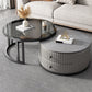 Round Nesting Coffee Table Set Frame Coffee Table Set with 2 Drawers Grey Black Clearhalo 'Coffee & Accent Tables' 'Coffee Tables' 'coffee_tables' 'furn' 'furn_coffee_tables' 'Furniture' 'Living Room Furniture' 6705112