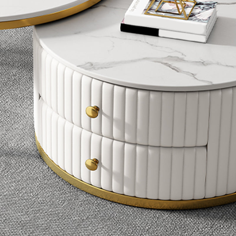Round Nesting Coffee Table Set Frame Coffee Table Set with 2 Drawers Clearhalo 'Coffee & Accent Tables' 'Coffee Tables' 'coffee_tables' 'furn' 'furn_coffee_tables' 'Furniture' 'Living Room Furniture' 6705119