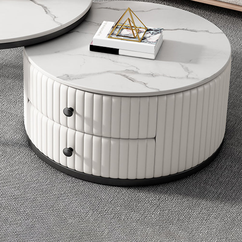 Round Nesting Coffee Table Set Frame Coffee Table Set with 2 Drawers Clearhalo 'Coffee & Accent Tables' 'Coffee Tables' 'coffee_tables' 'furn' 'furn_coffee_tables' 'Furniture' 'Living Room Furniture' 6705122