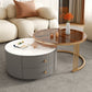 Round Frame Glam Coffee Table Set Slate Nesting Coffee Table Set